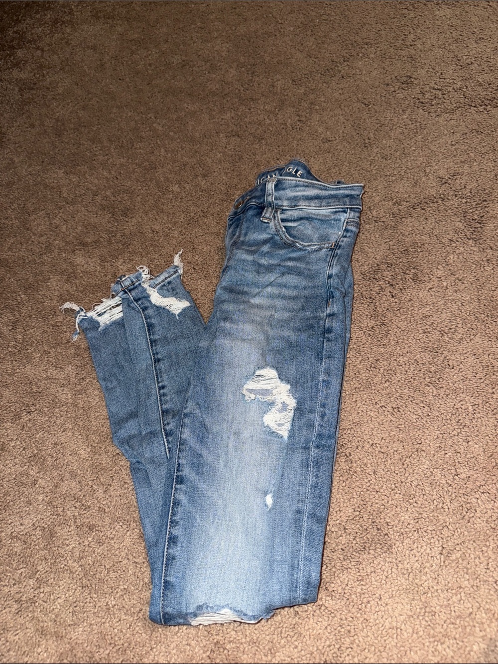 American Eagle Outfitters Ripped Blue Skinny Jeans